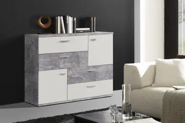 Waunifor Byrå 125 cm - Vit/Grå - Products - Förvaring - Förvaringsmöbler - Byrå