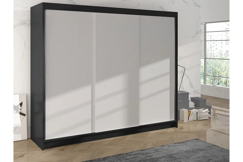 Cyria Garderob 200x215 cm - Vit/Svart - Products - Förvaring - Garderober & garderobssystem - Garderobsskåp