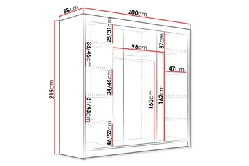 Dianna Garderob 200x215 cm - Svart - Products - Förvaring - Garderober & garderobssystem - Garderobsskåp
