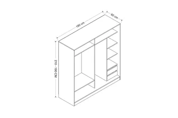Fruitland Garderob 180 cm - Ek/Grå/Vit - Products - Förvaring - Garderober & garderobssystem - Garderobsskåp