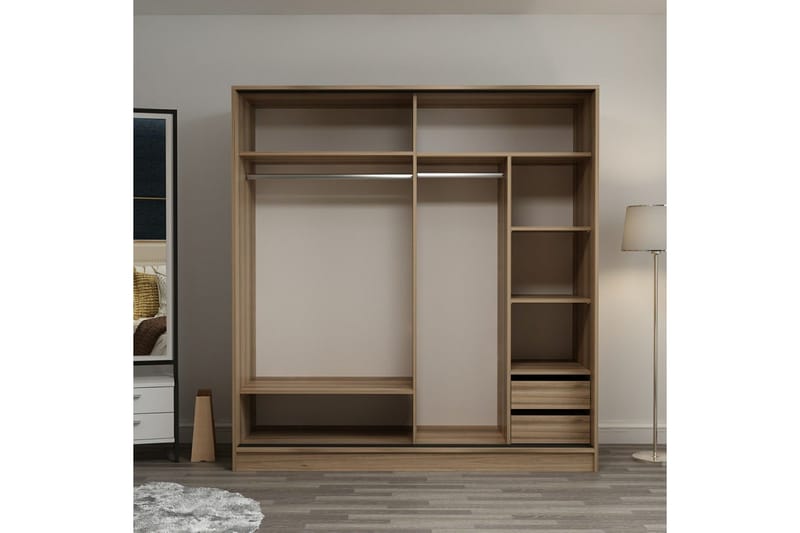 Fruitland Garderob 220 cm - Vit/ek - Products - Förvaring - Garderober & garderobssystem - Garderobsskåp