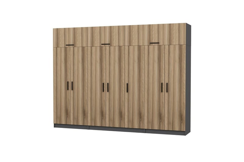 Fruitland Garderob 315x235 cm - Valnöt/Antracit - Products - Förvaring - Garderober & garderobssystem - Garderobsskåp
