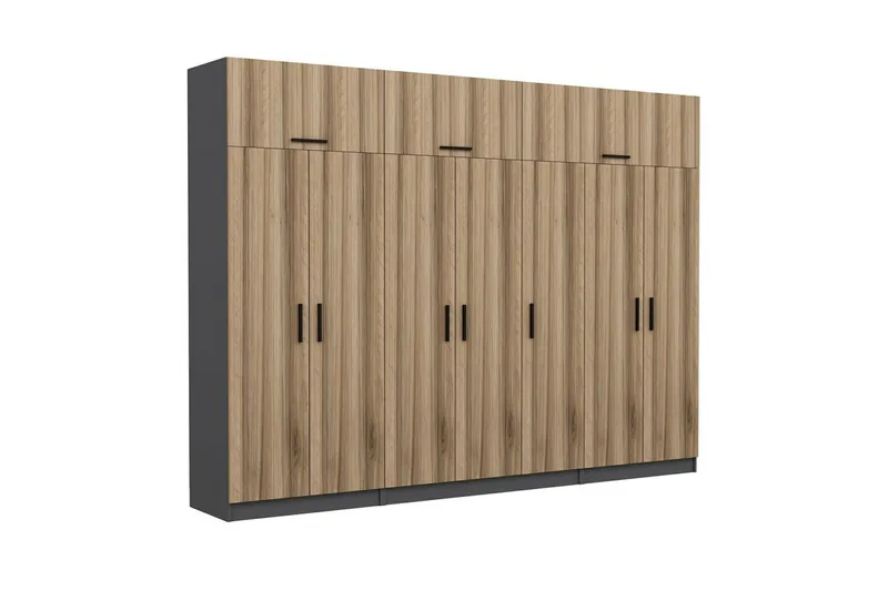 Fruitland Garderob 315x235 cm - Valnöt/Antracit - Products - Förvaring - Garderober & garderobssystem - Garderobsskåp