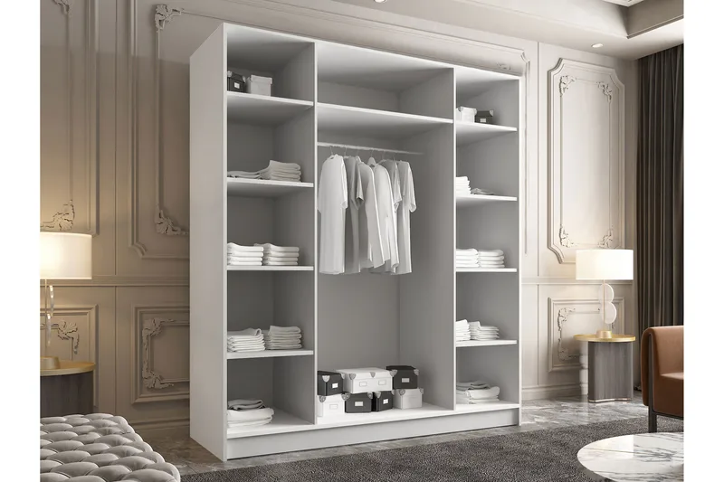 Vadstena Garderob 200 cm - Vit/Svart - Products - Förvaring - Garderober & garderobssystem - Garderobsskåp