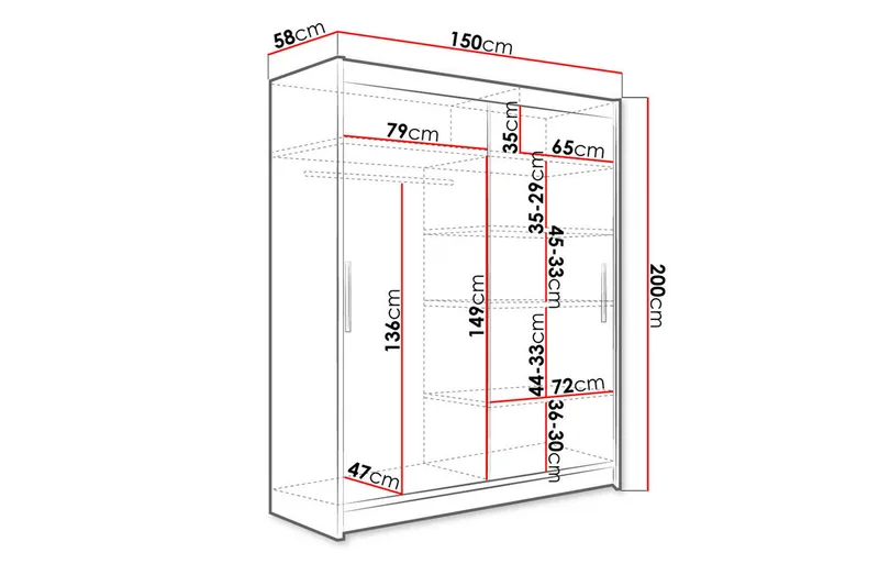 Westa Garderob 150x58x200 cm - Beige - Products - Förvaring - Garderober & garderobssystem - Garderobsskåp