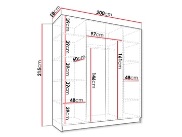 Herrljunga Garderob med Spegel 200x215 cm - Brun/Svart/Spegel - Products - Förvaring - Garderober & garderobssystem