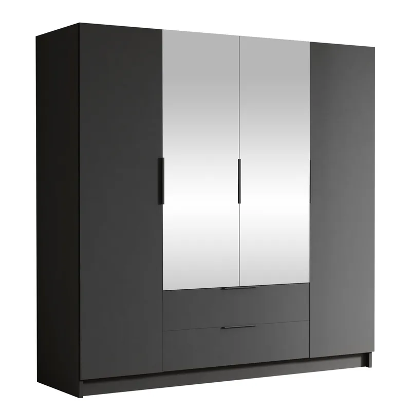 Kelros Garderob med Spegel 200x216 cm, Svart