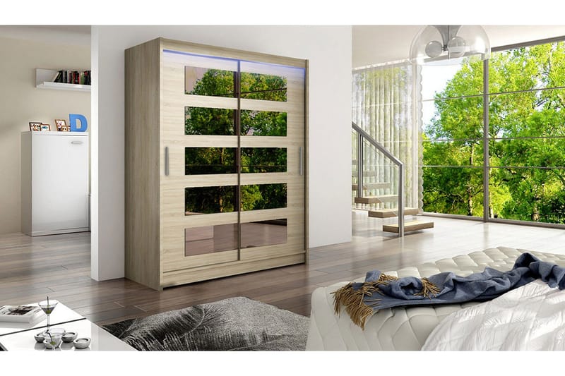 Leila Garderob med Spegel 150x200 cm - Beige - Products - Förvaring - Garderober & garderobssystem