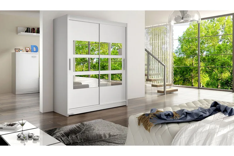 Leila Garderob Skjutdörrar Delad Spegel - Vit/Spegel - Products - Förvaring - Garderober & garderobssystem