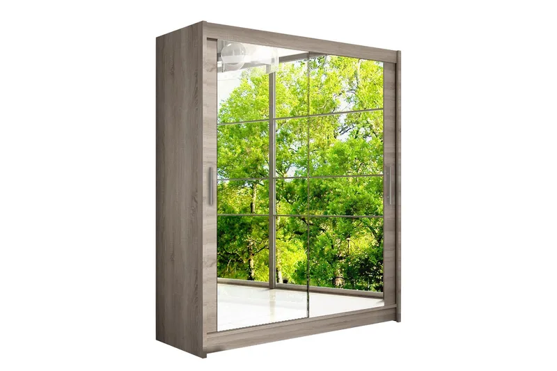 Leila Garderob Skjutdörrar Speglar, Ek/Tryffel/Spegel