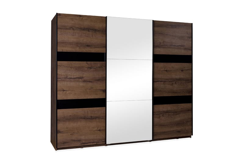 Najera Garderob 250 cm, Ek/Svart Högglans