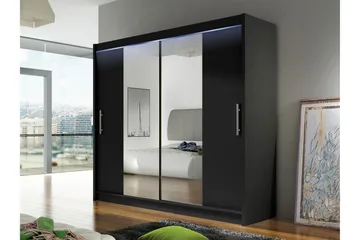 Prag Garderob med Spegel 180x215 cm - Svart - Products - Förvaring - Garderober & garderobssystem