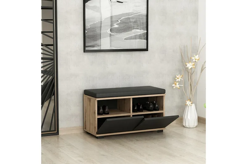 Drago Skoskåp 80 cm - Valnöt/Svart - Products - Förvaring - Skåp - Förvaringsskåp