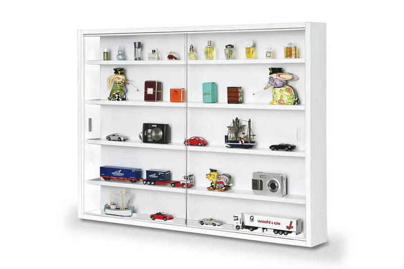 Imogen Vägghängt Displayskåp Vitrinskåp 9,5 cm djupt 80 cm bred 60 cm hög Ljust Trä Glas - Vit/Glas - Products - Förvaring - Skåp - Vitrinskåp