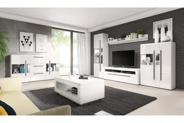 Maricruz Vitrinskåp 39 cm djup 60 cm bred 204 cm hög Ljust Trä - Vit - Products - Förvaring - Skåp - Vitrinskåp