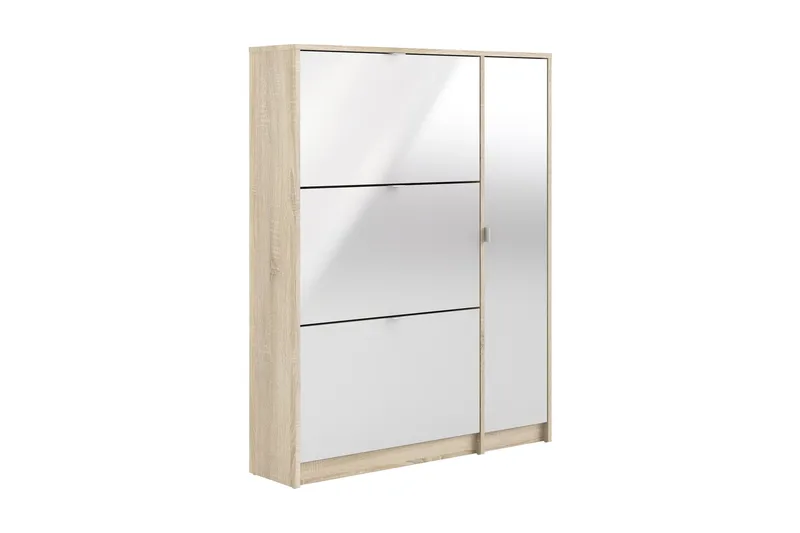 Shoey Skoskåp 3 Fack, Trä/natur/Vit