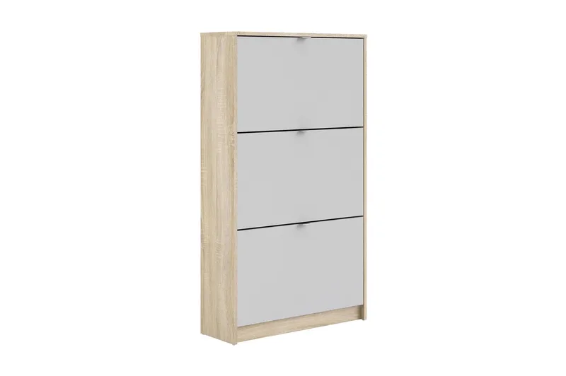 Shoey Skoskåp 3 Fack, Trä/natur/Vit
