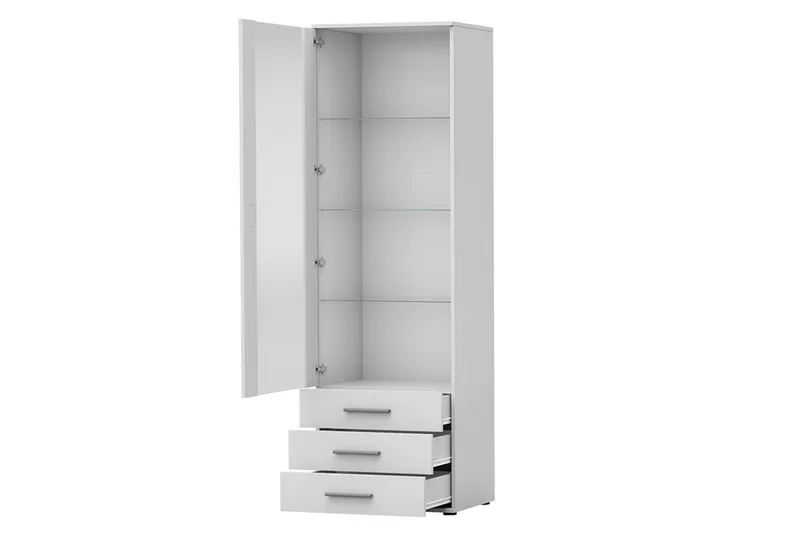 Soho Smalt Vitrinskåp RGB LED Belysning 41 cm djup 60 cm bred 192 cm hög Mörkt Trä Glas - Svart - Products - Förvaring - Skåp - Vitrinskåp