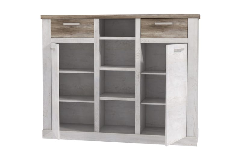 Talebi Skänk 41 cm djup 160 cm bred 128 cm hög Ljust Trä - Brun/Vit - Products - Förvaring - Skåp - Vitrinskåp