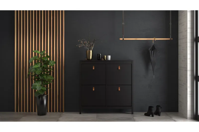 Vallvidera Skoskåp 25x102 cm - Svart/Natur - Products - Förvaring - Skåp - Förvaringsskåp