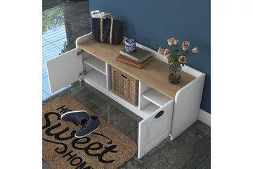 Caraway Skobänk 120x45 cm Vit/Brun - Hanah Home - Products - Förvaring - Skoförvaring - Skobänk & skohylla med bänk