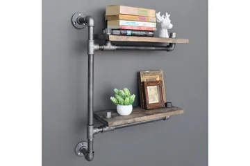 Evila Vägghylla Rör/Trä - Trä/Svart - Products - Förvaring - Småförvaring - Väggförvaring