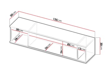 Querty Vägghylla 135x30x30 cm - Svart - Products - Förvaring - Småförvaring - Väggförvaring