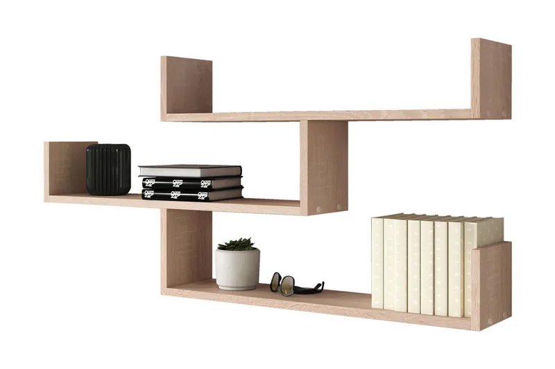 Trio Vägghylla 119x18x55 cm, Beige/Grå
