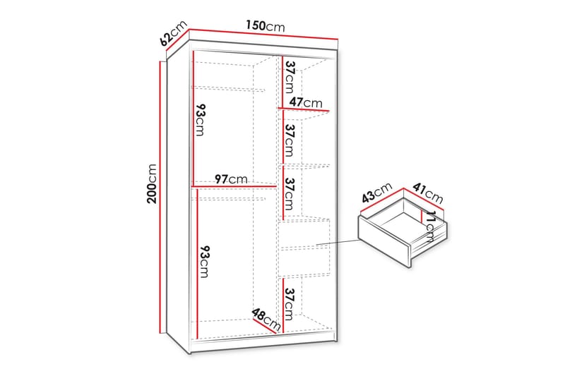 Tallmo Garderob m. Spegel 150x200 cm - Products - Förvaring - Garderober & garderobssystem