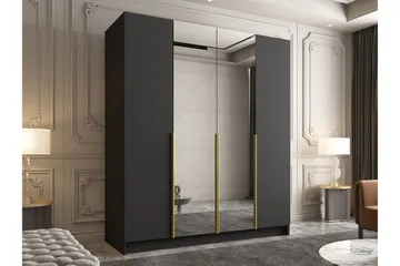 Vadstena Garderob med Spegel 200 cm - Svart/Guld - Products - Förvaring - Garderober & garderobssystem