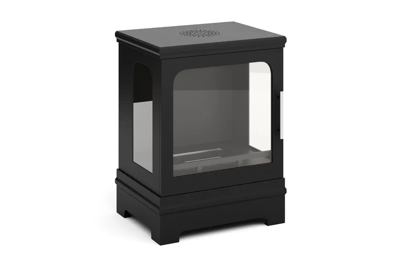 Corbo Liten Fristående Rektangulär Etanolkamin 59x35x45 cm i Stål och Glas, Svart
