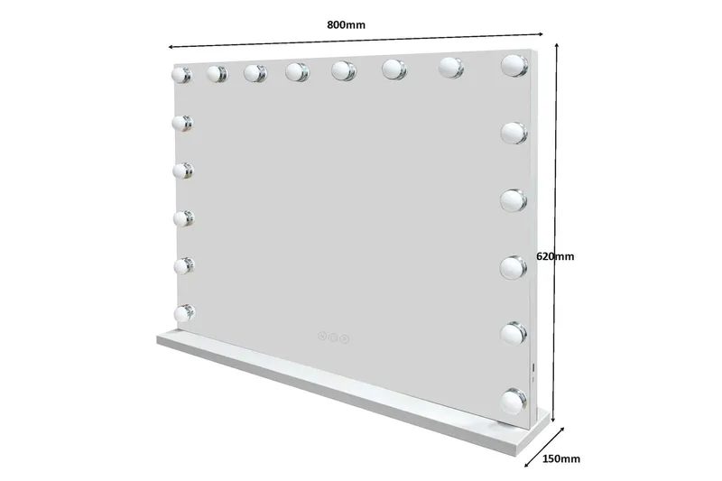 Glow Stor sminkspegel 80 cm med belysning lampor - Hollywood spegel med USB-charging - Vit - Products - Inredning - Spegel - Sminkspegel