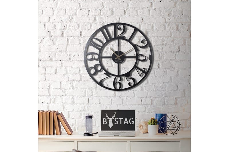 Dekorativ Metallväggklocka - Svart - Products - Inredning - Väggdekor - Väggklocka & väggur