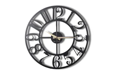 Dekorativ Metallväggklocka - Svart - Products - Inredning - Väggdekor - Väggklocka & väggur