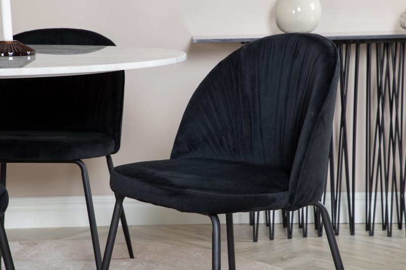 Admira Matgrupp 106 cm Rund inkl 4 Foyos Stolar - Marmor/Vit/Svart - Products - Möbler - Bord & matgrupp - Matgrupp