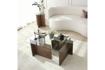 Almasi Rektangulärt Soffbord 105x40x105 cm - Brun / Valnöt / Glas - Products - Möbler - Bord & matgrupp - Soffbord