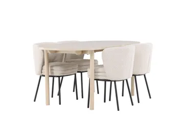 Andy Matgrupp 180 cm Oval med 4 Agnes stolar - Whitewash/Vit - Products - Möbler - Bord & matgrupp - Matgrupp