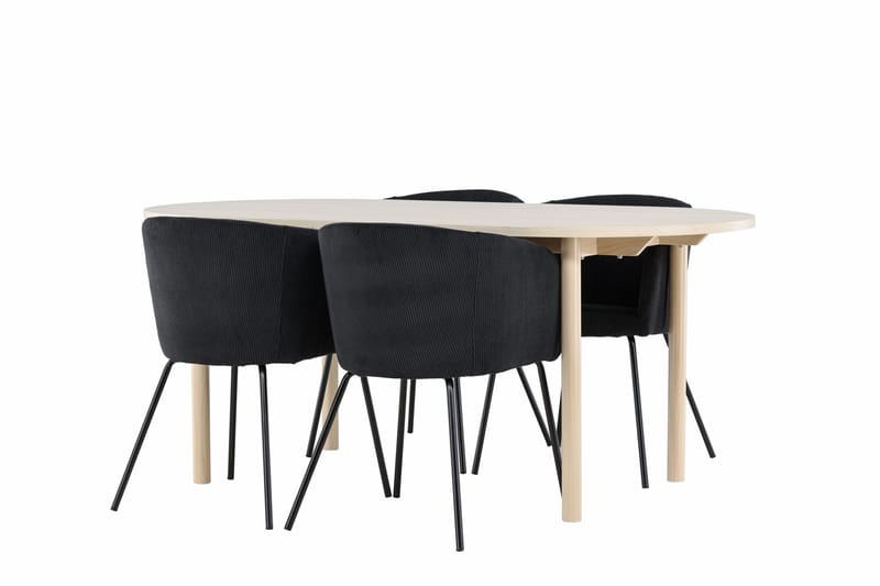 Andy Matgrupp 180 cm Oval med 4 Berit stolar - Whitewash/Svart - Products - Möbler - Bord & matgrupp - Matgrupp