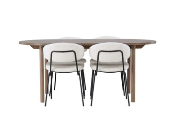 Andy Matgrupp 180 cm Oval med 4 Chico Stolar - Natur - Products - Möbler - Bord & matgrupp - Matgrupp