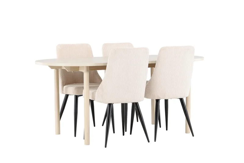 Andy Matgrupp 180 cm Oval med 4 Leone stolar - Whitewash/Beige - Products - Möbler - Bord & matgrupp - Matgrupp