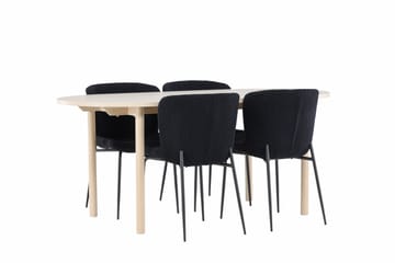 Andy Matgrupp 180 cm Oval med 4 Modesto stolar - Whitewash/Svart - Products - Möbler - Bord & matgrupp - Matgrupp