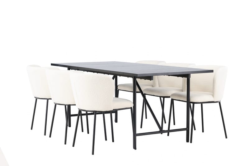 Astrid Matgrupp 200 cm Rektangulär med 6 Edina Stolar - Svart - Products - Möbler - Bord & matgrupp - Matgrupp