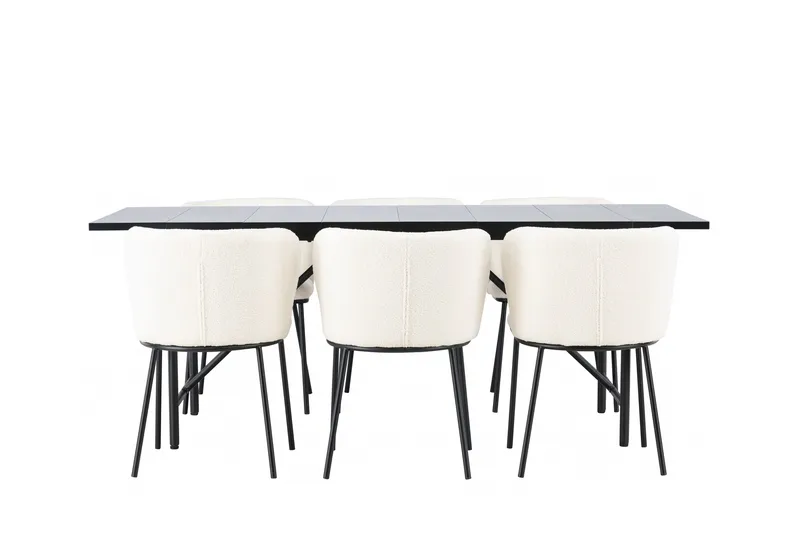 Astrid Matgrupp 200 cm Rektangulär med 6 Edina Stolar - Svart - Products - Möbler - Bord & matgrupp - Matgrupp