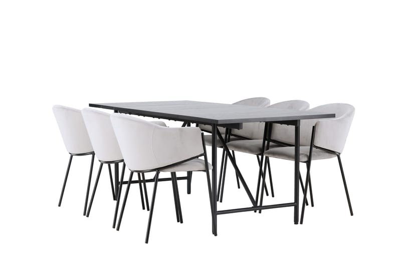 Astrid Matgrupp 200 cm Rektangulär med 6 Evelina stolar - Svart - Products - Möbler - Bord & matgrupp - Matgrupp