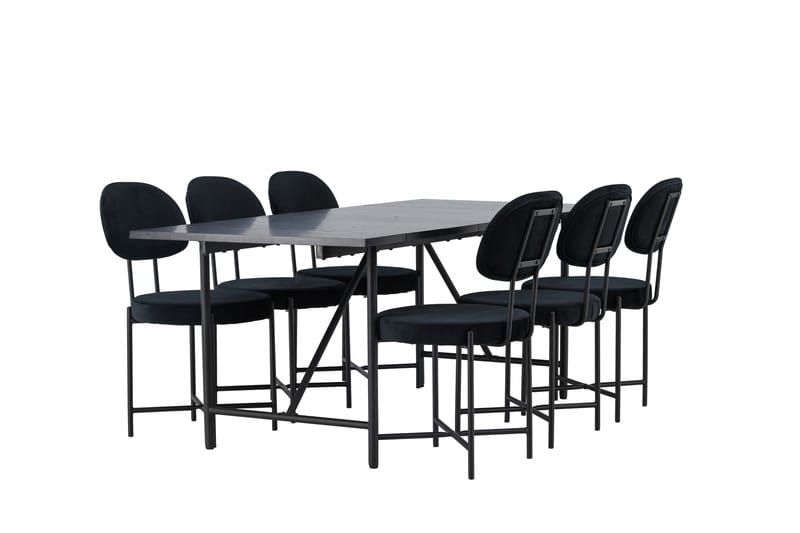 Astrid Matgrupp 200 cm Rektangulär med 6 Stella stolar - Svart - Products - Möbler - Bord & matgrupp - Matgrupp