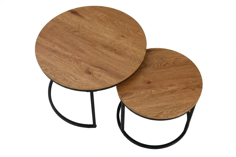 Alex Satsbord 76 cm Runt - Ek/Svart - Products - Möbler - Bord & matgrupp - Avlastningsbord & sidobord - Satsbord