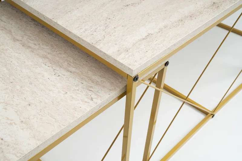 Defneia Soffbord 100 cm - Guld/Marmor - Products - Möbler - Bord & matgrupp - Avlastningsbord & sidobord - Satsbord