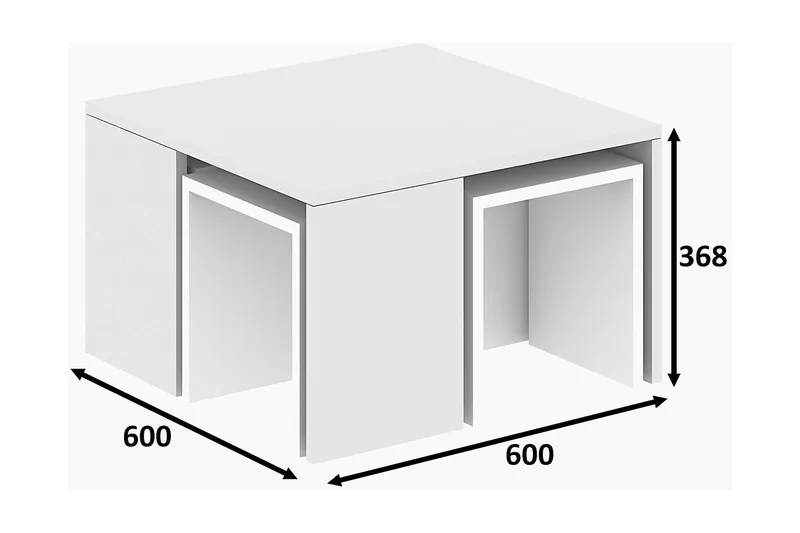Elegancia Satsbord 60 cm 4 Bord - Vit - Products - Möbler - Bord & matgrupp - Avlastningsbord & sidobord - Satsbord