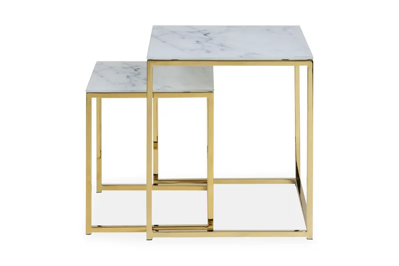 Epiffer Satsbord 45 cm Marmormönster 2 Bord, Grå/Mässing