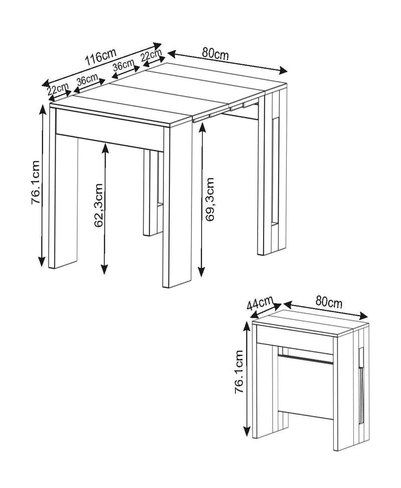Ulven Förlängningsbart konsollbord 80 cm - Products - Möbler - Bord & matgrupp - Avlastningsbord & sidobord - Konsolbord & hallbord